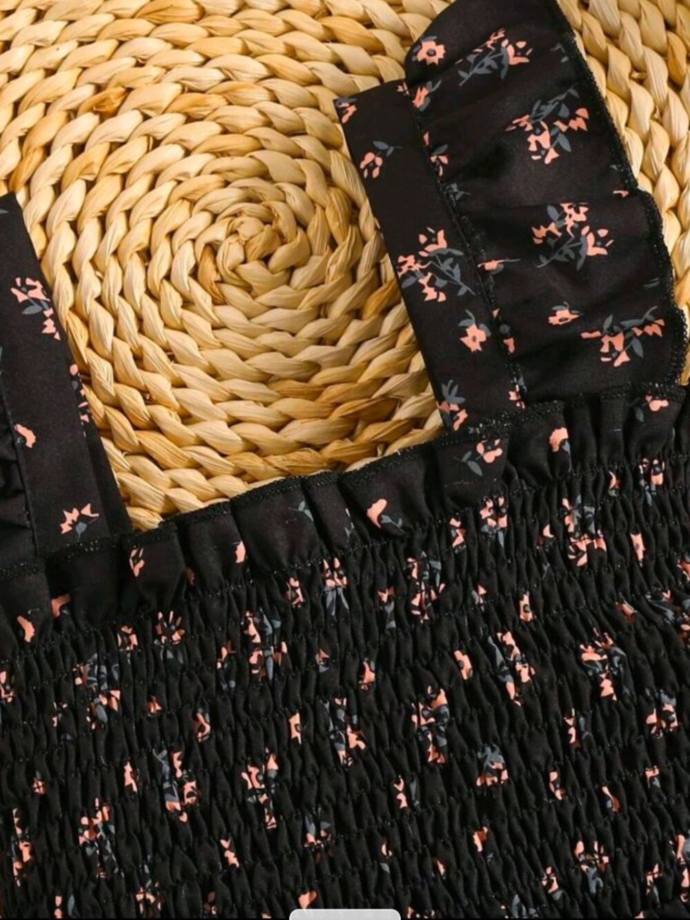 Elladie Kids ✦ Ditsy Floral Sundress ✦ Smocked Ruffle Strap A‑Line Black 5Y NWT - Picture 3 of 9